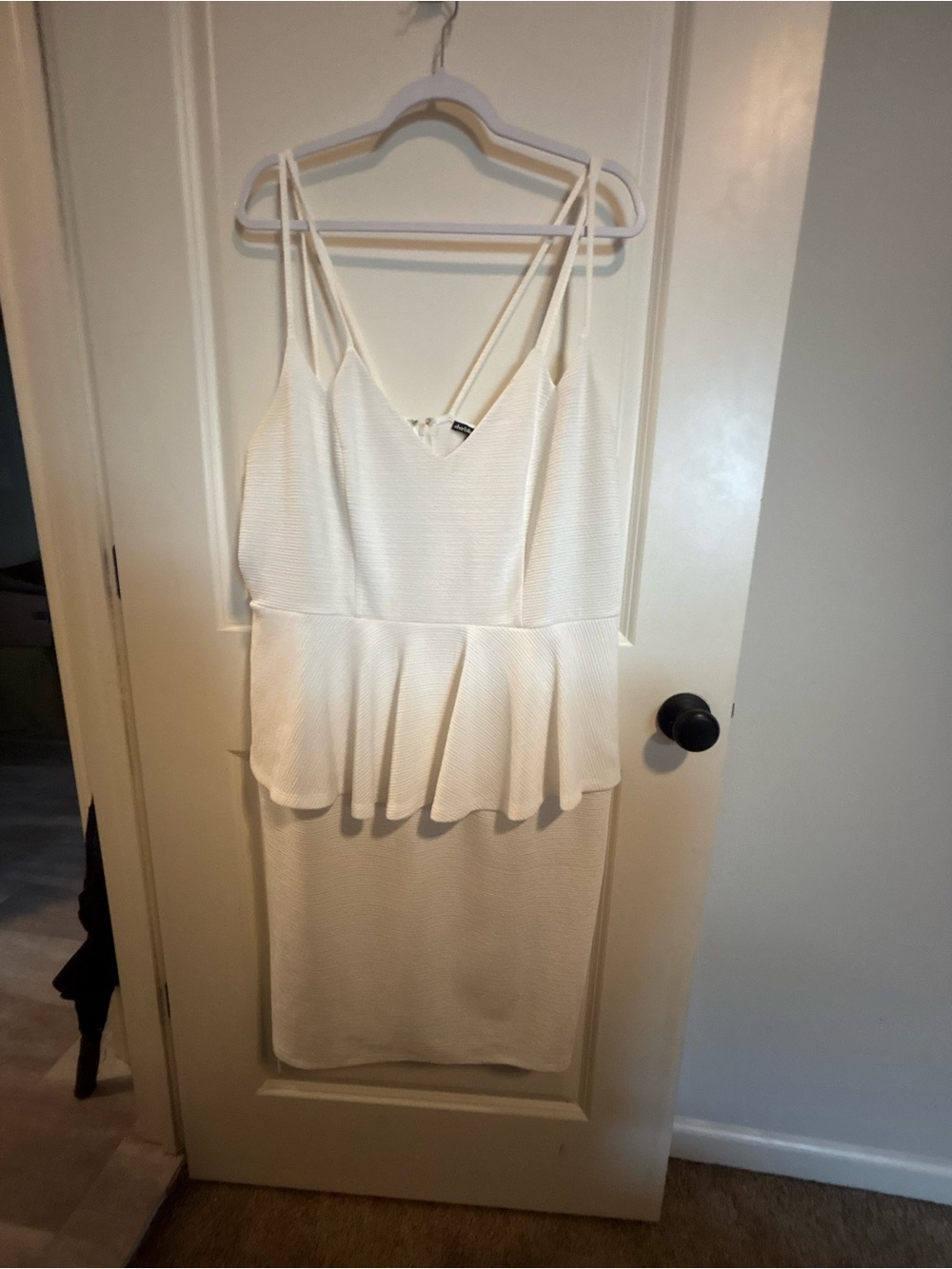 Charlotte Russe White Textured V-Neck Spaghetti Strap Dress